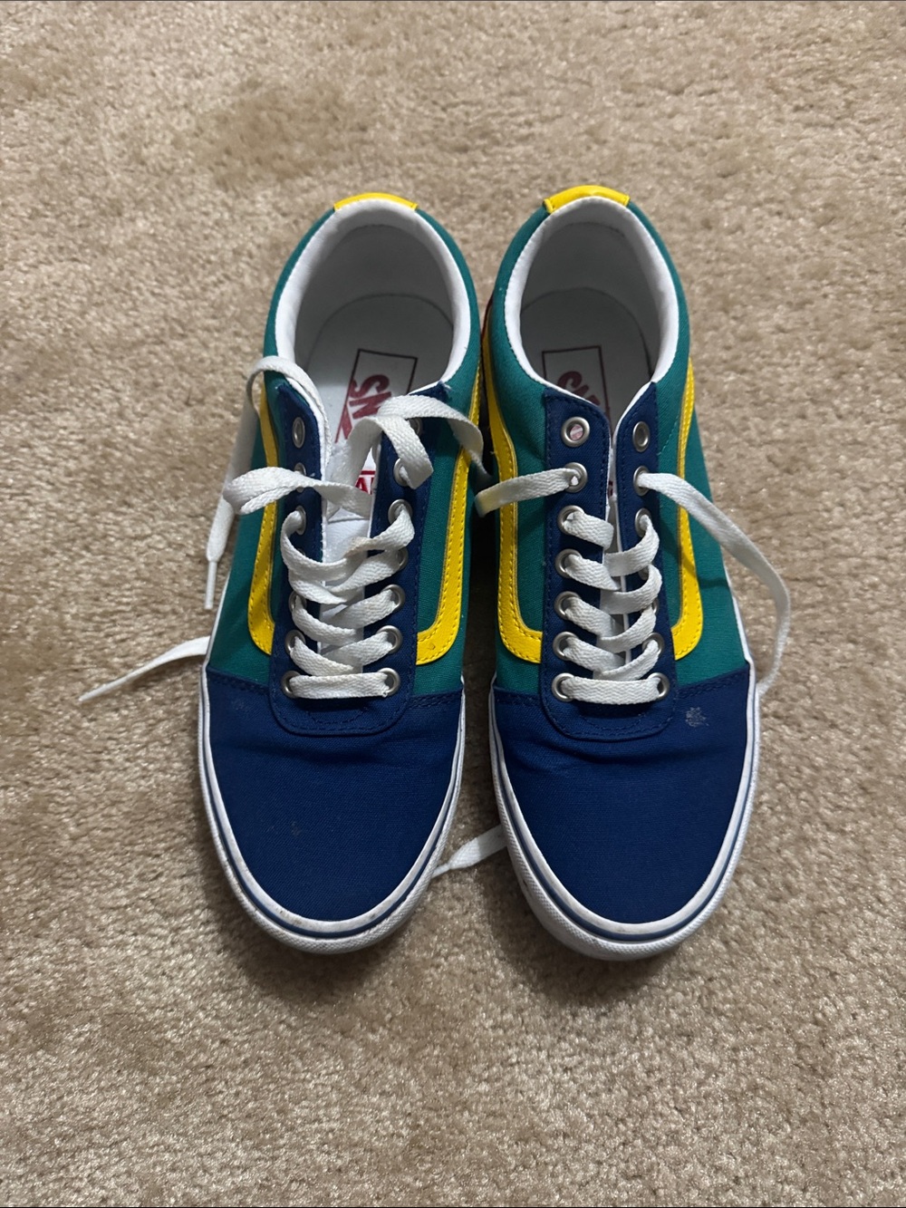 Vans Old Skool Low Top Sneakers - Blue, Green & Yellow size M 7.5 (or women's 9)
